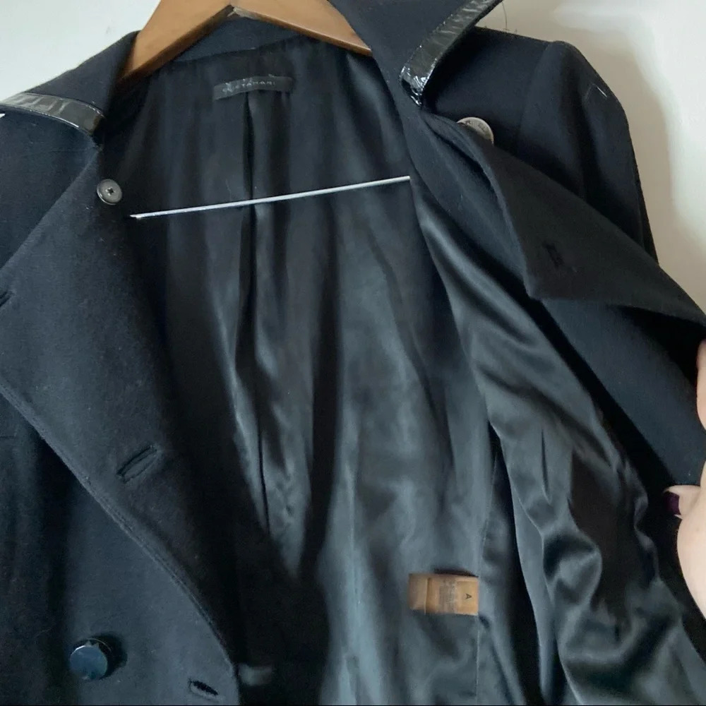 ELIE TAHARI Virgin Wool Leather Blazer Double Breasted Fall Jacket Size Small - Picture 5 of 14